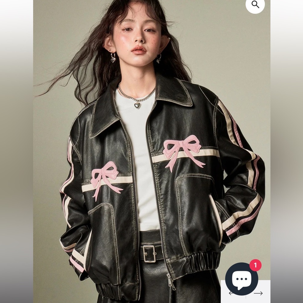 Diddi Moda leather jacket w/ bows
